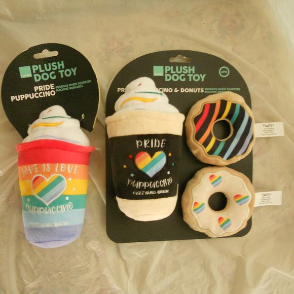 Fuzzyard Australia Other - HP🎉2 pc Fuzzyard Dog Plush Toys PRIDE Coffee Donuts nwt